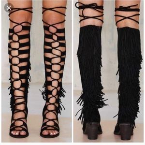 Jeffrey Campbell Secourer Gladiator Suede Fringe